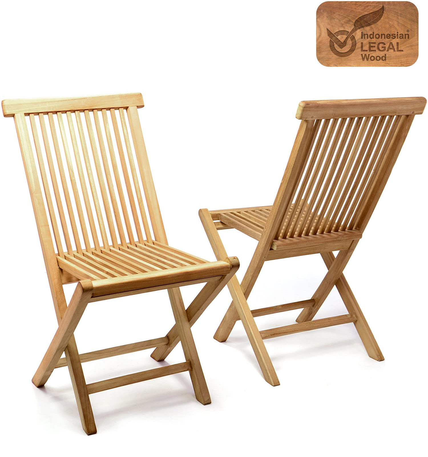 Golden Teak Wood Folding Chair 2pcs Newbuy