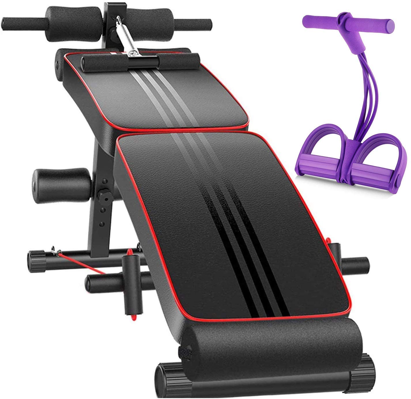 Utility Weight Benches for Full Body Workout Come with Exercise and Resistance Bands Set Exercise Training Bench Adjustable Sit-up/Push Up Bench Workout Flat/Incline/Decline Bench Press for Home Gym Weight Capacity NEWBUY 7 Levels Foldable Weight Bench